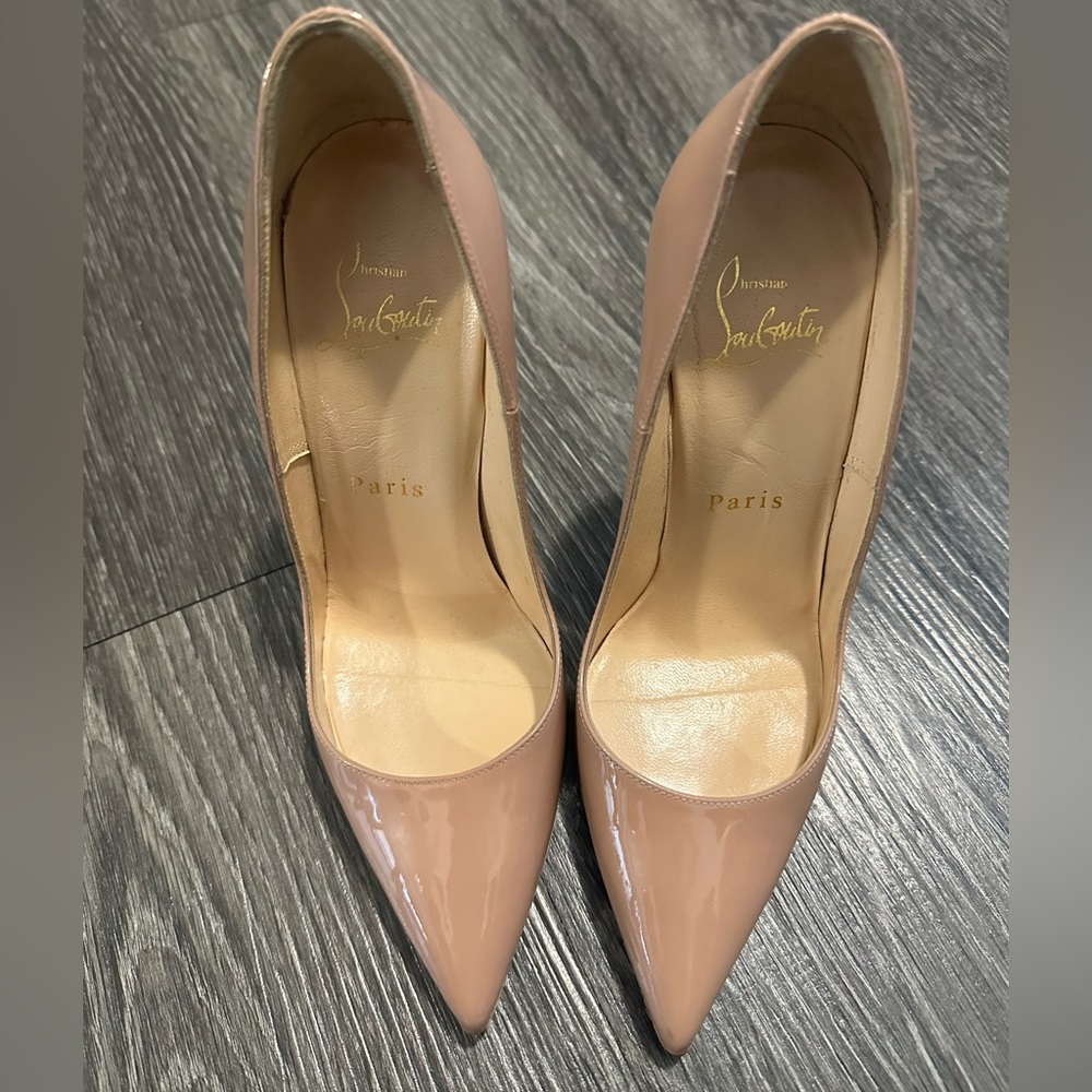 Christian Louboutin Nude Patent Leather Pumps
